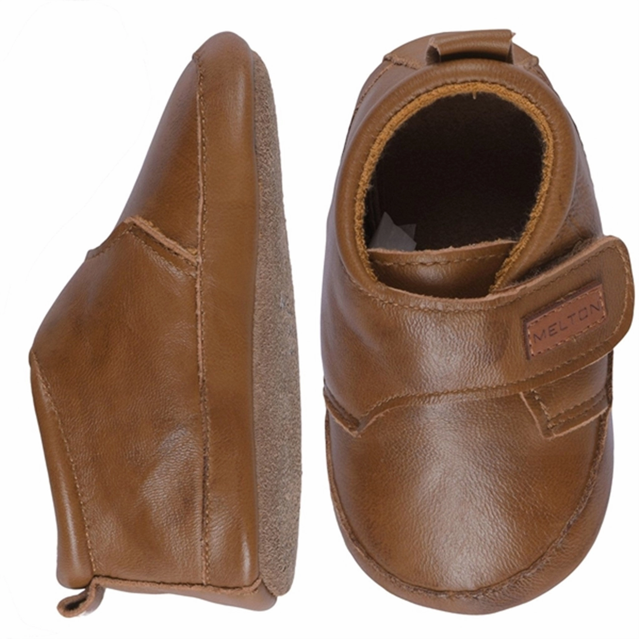 Quick Walk Fit Stretchable Upper MELTON Leather Slippers Classic Cognac