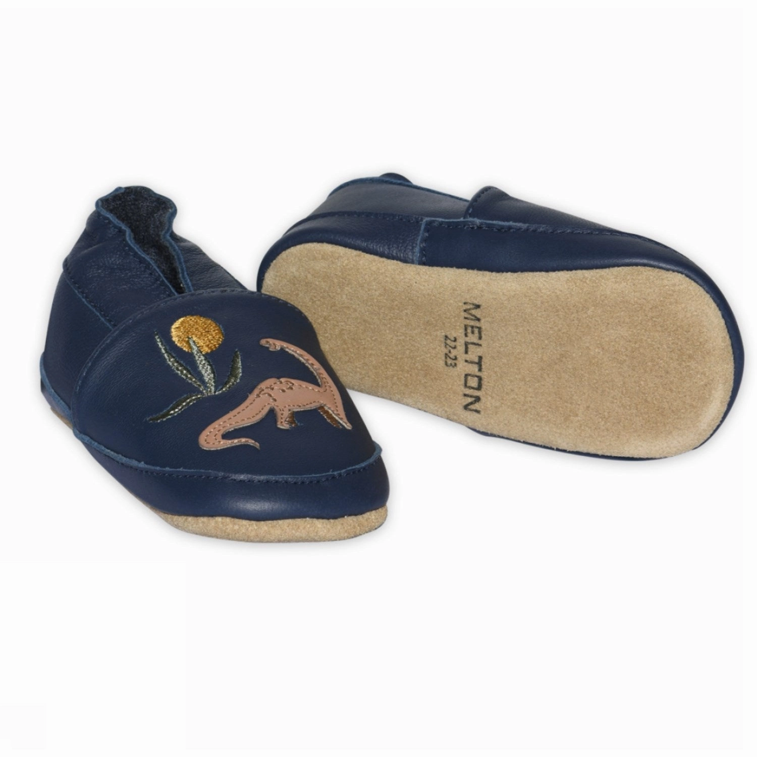 Flexible Midsole MELTON Navy Academy Dinosaur Leather Slippers