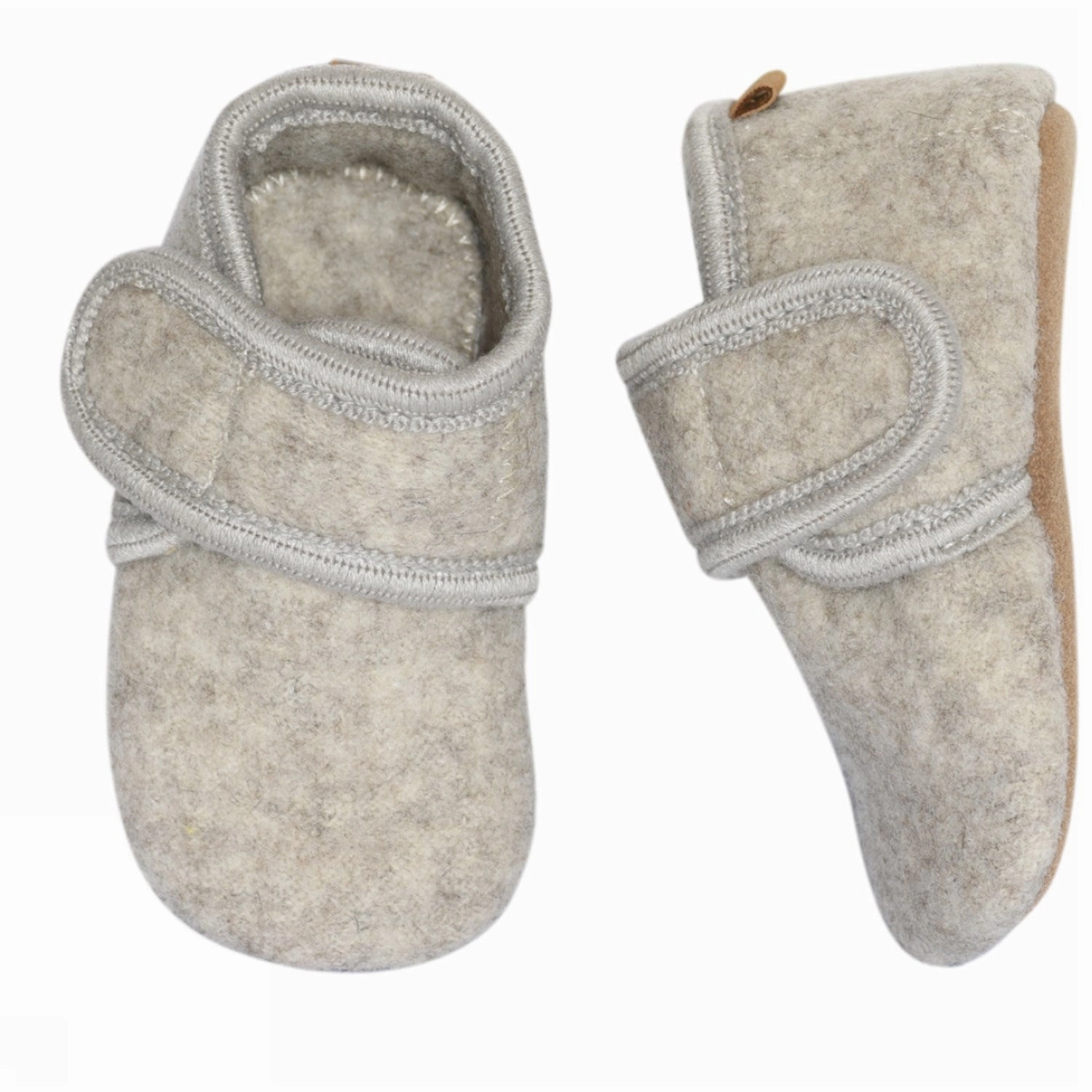 MELTON Wool Slippers Classic Beige Melange Quick Comfort Walk Wedge Heel