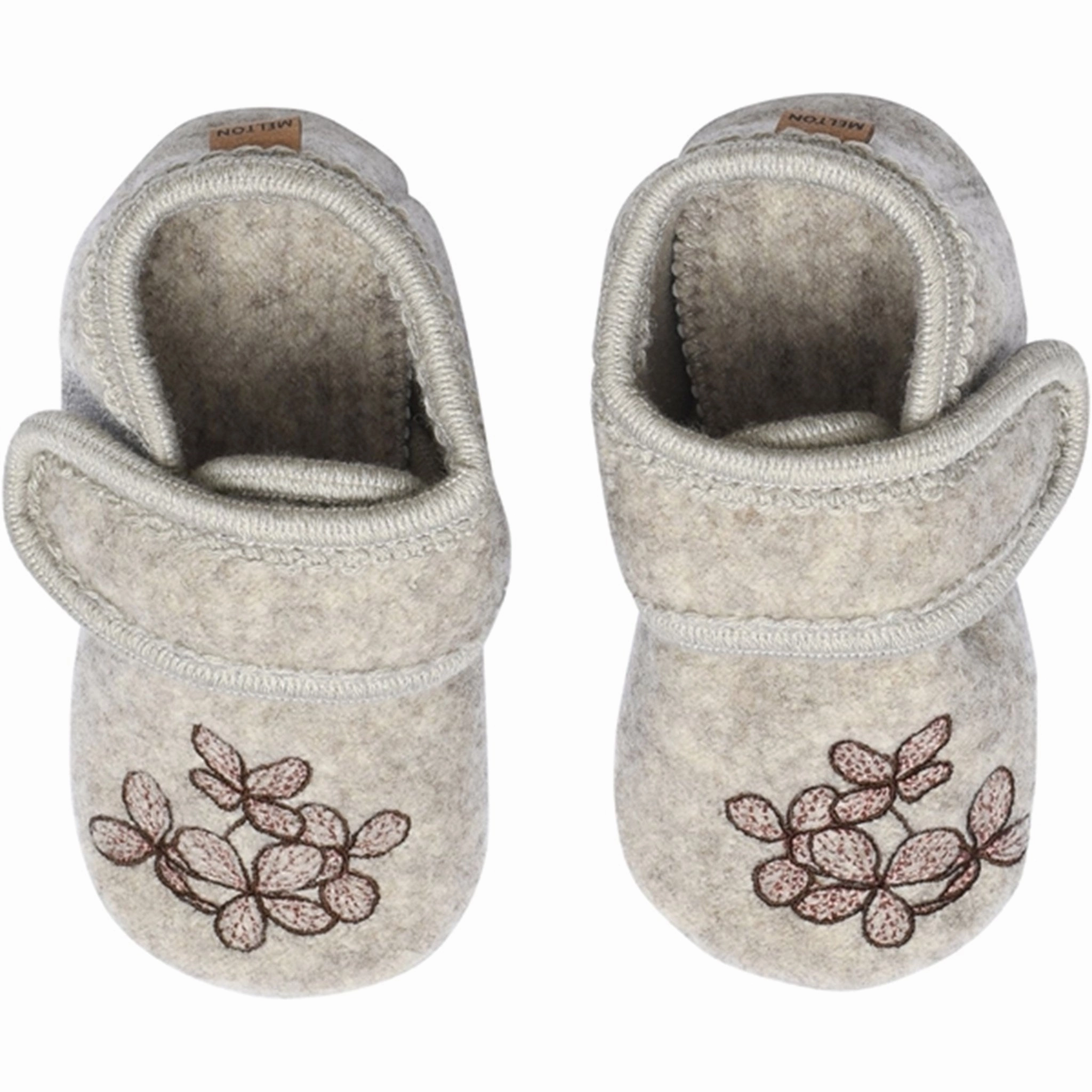 MELTON Wool Slippers Hydrangea Beige Melange Indoor Use Simple Step-On