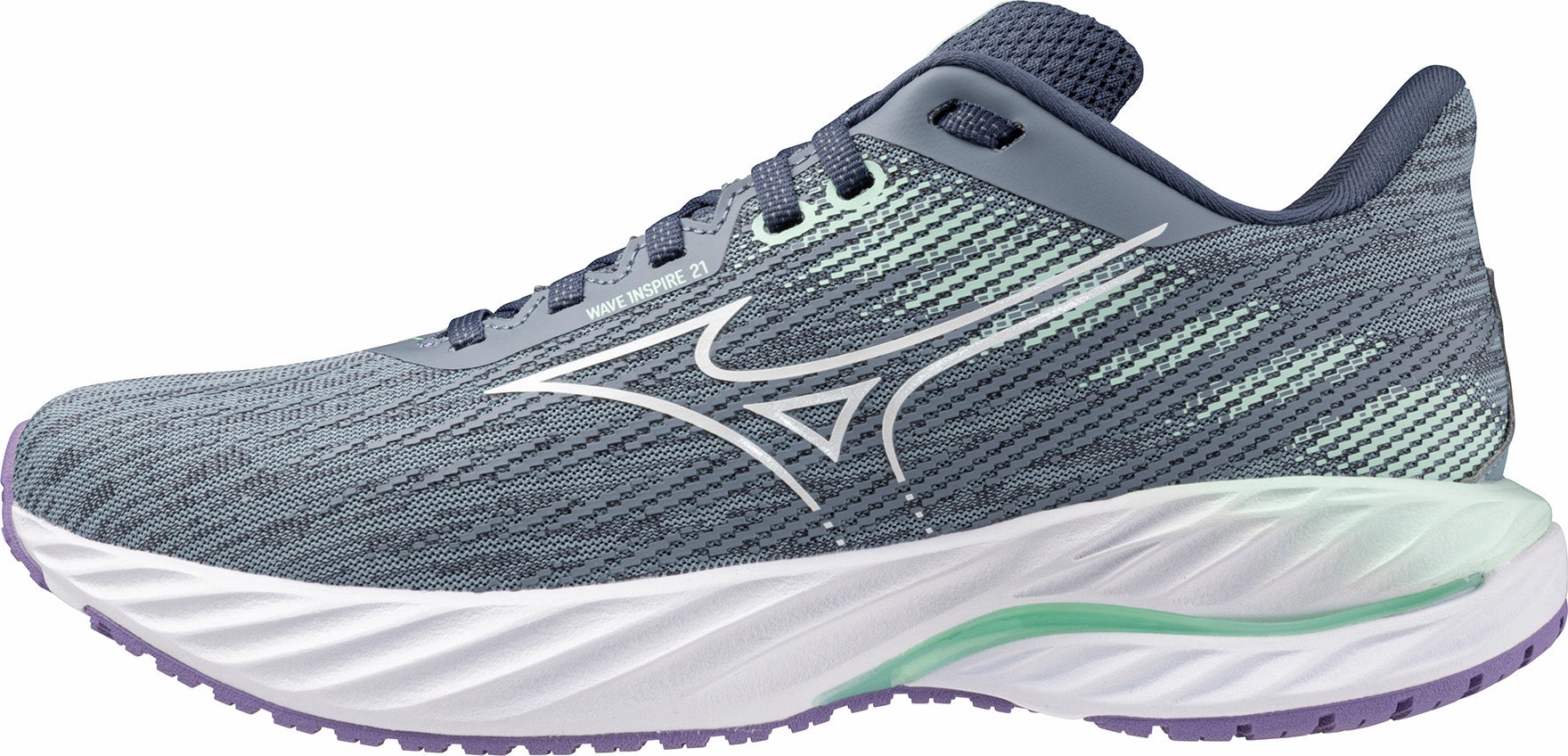 Mizuno Wave Inspire 21 Womens Running Shoes - Grey Adaptive Lacing System Soft midsoles