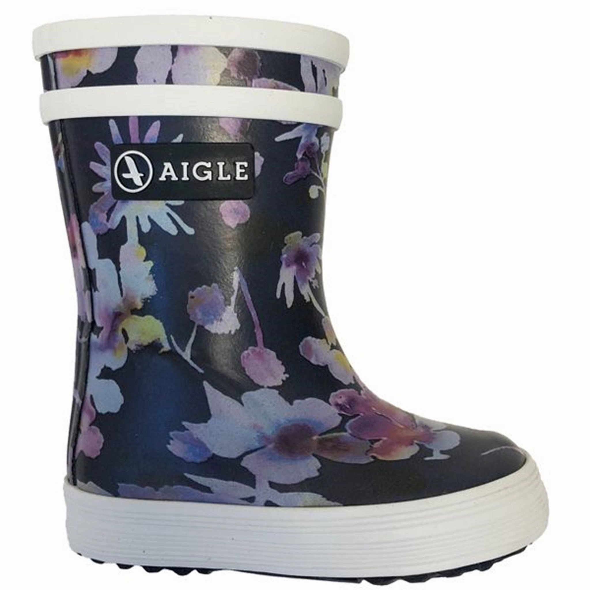 Aigle Baby Flac Wellies Dark Flowers Non-Slip Sole