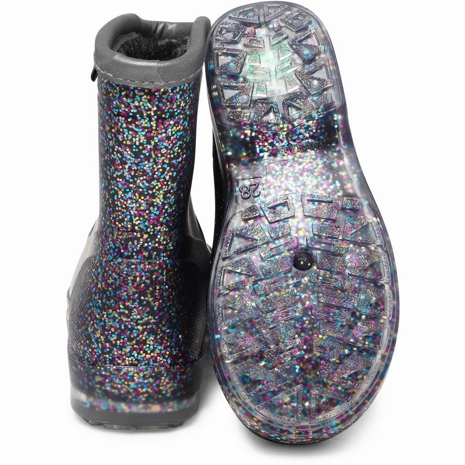 Mikk-Line Multi Glitter Short Winter Wellies - Light natural materials