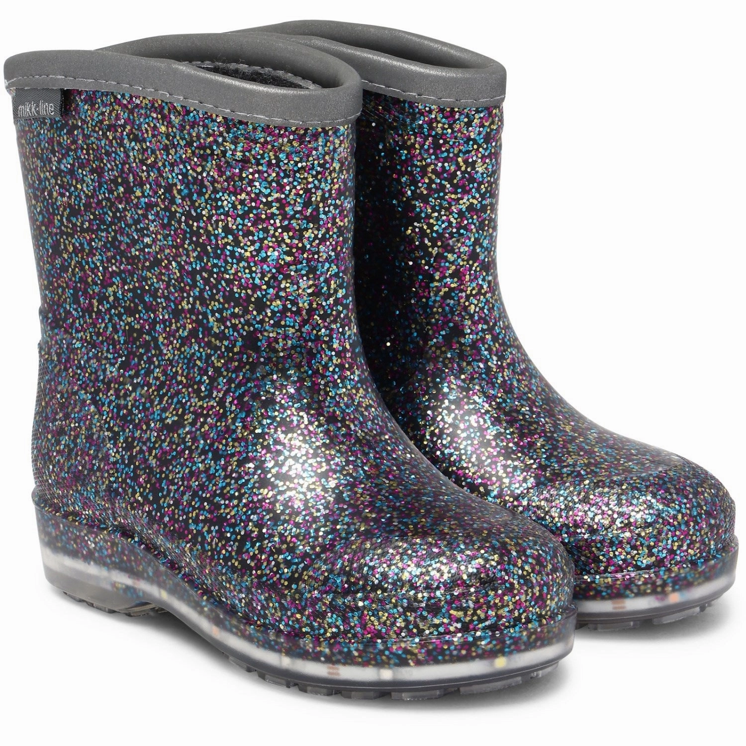 Insulated Snowy Path Mikk-Line Multi Glitter Short Winter Wellies - Light