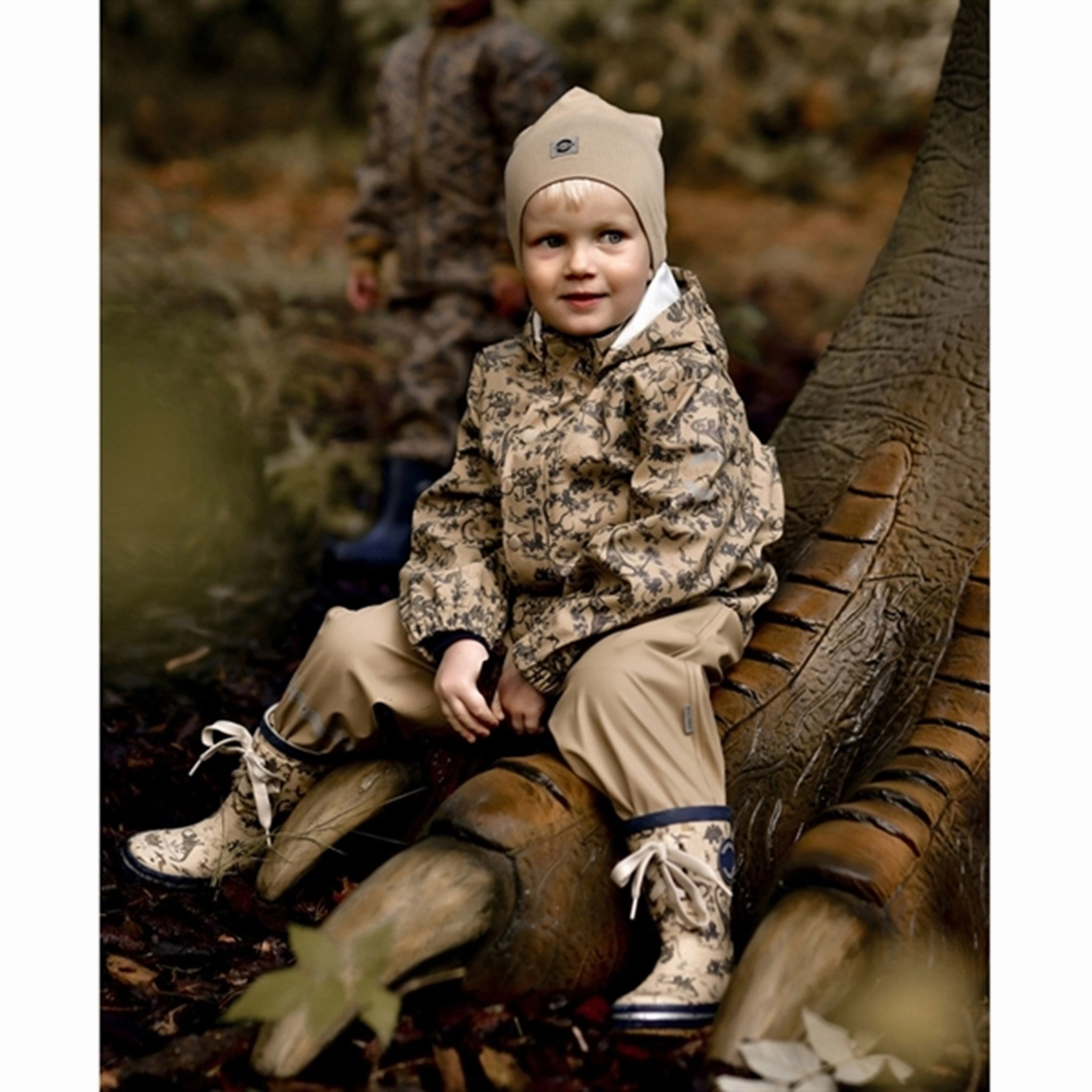 Mikk-Line Rubber Boots Print Olive Gray Soft Insole