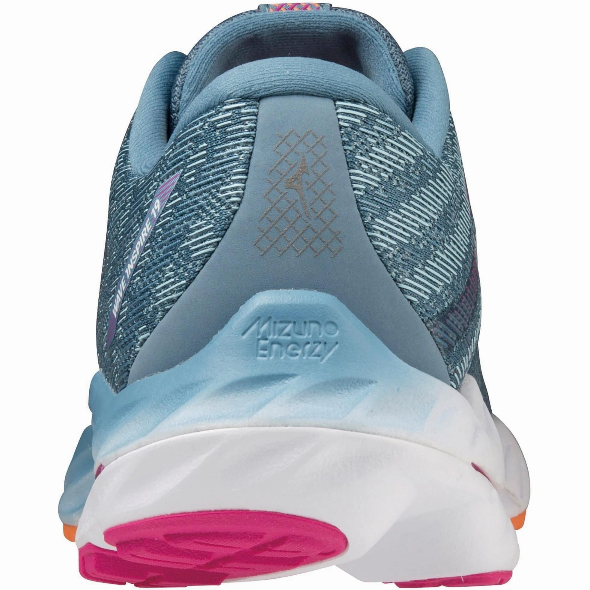 Moisture Wicking Sockliner Compression Web Midsole Mizuno Wave Inspire 19 Womens Running Shoes - Blue