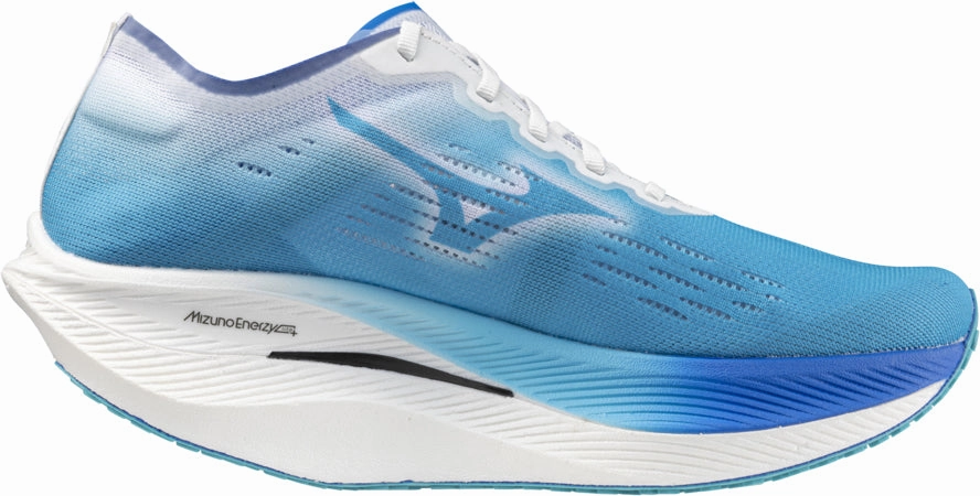 Temperature Regulating Curved Toe Box Design Mizuno Wave Rebellion Pro 2 Running Shoes - Blue