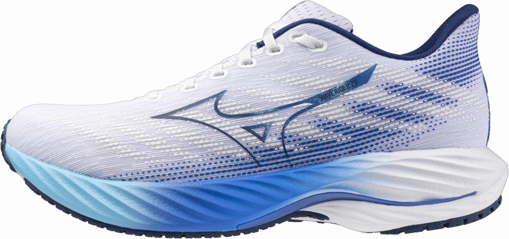 Mizuno Wave Rider 28 Mens Running Shoes - White Non Slip Tread Pattern