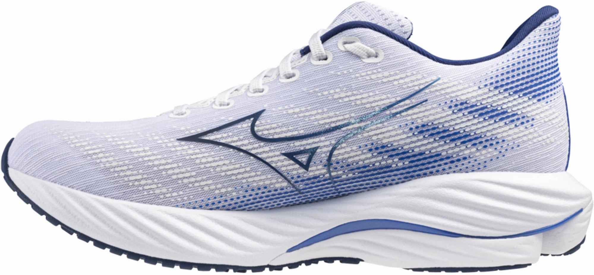 running in a sports complex shoes Mizuno Wave Rider 28 Mens Running Shoes - White