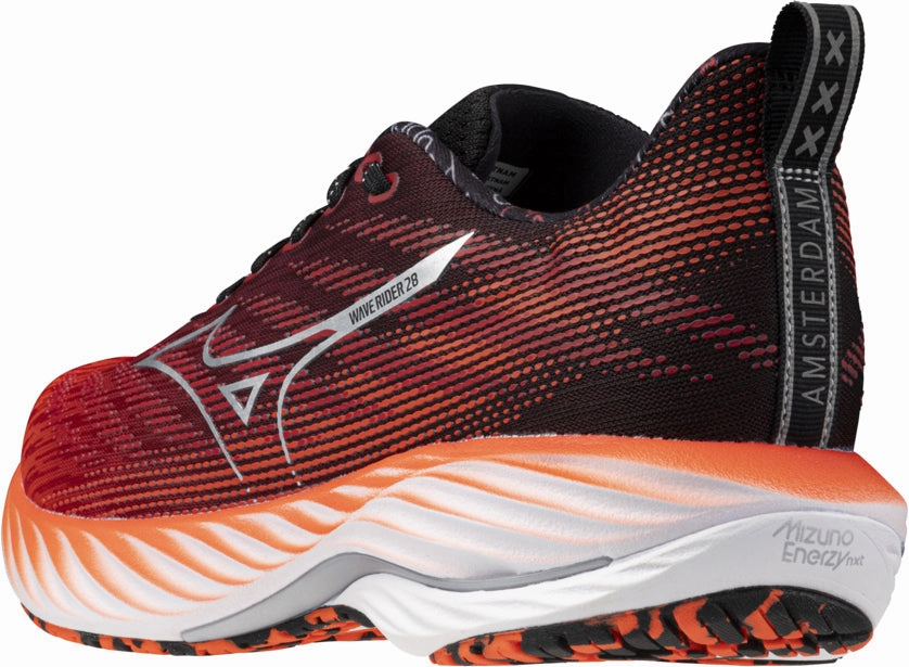 Tensile Reinforced Eyelets Mizuno Wave Rider 28 Running Shoes - Red