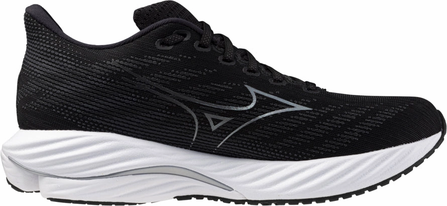 Mizuno Wave Rider 28 WIDE FIT (2E) Mens Running Shoes - Black Dual Compound Outsole post - race celebration