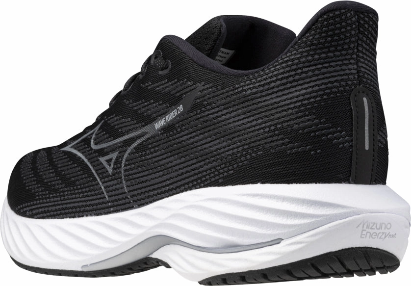 Anti Odour Tech Comfort Lightweight Mizuno Wave Rider 28 WIDE FIT (2E) Mens Running Shoes - Black