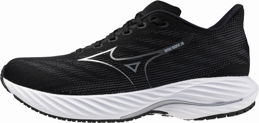 Mizuno Wave Rider 28 WIDE FIT (2E) Mens Running Shoes - Black 10k - running shoes neutral - arch - feature shoes