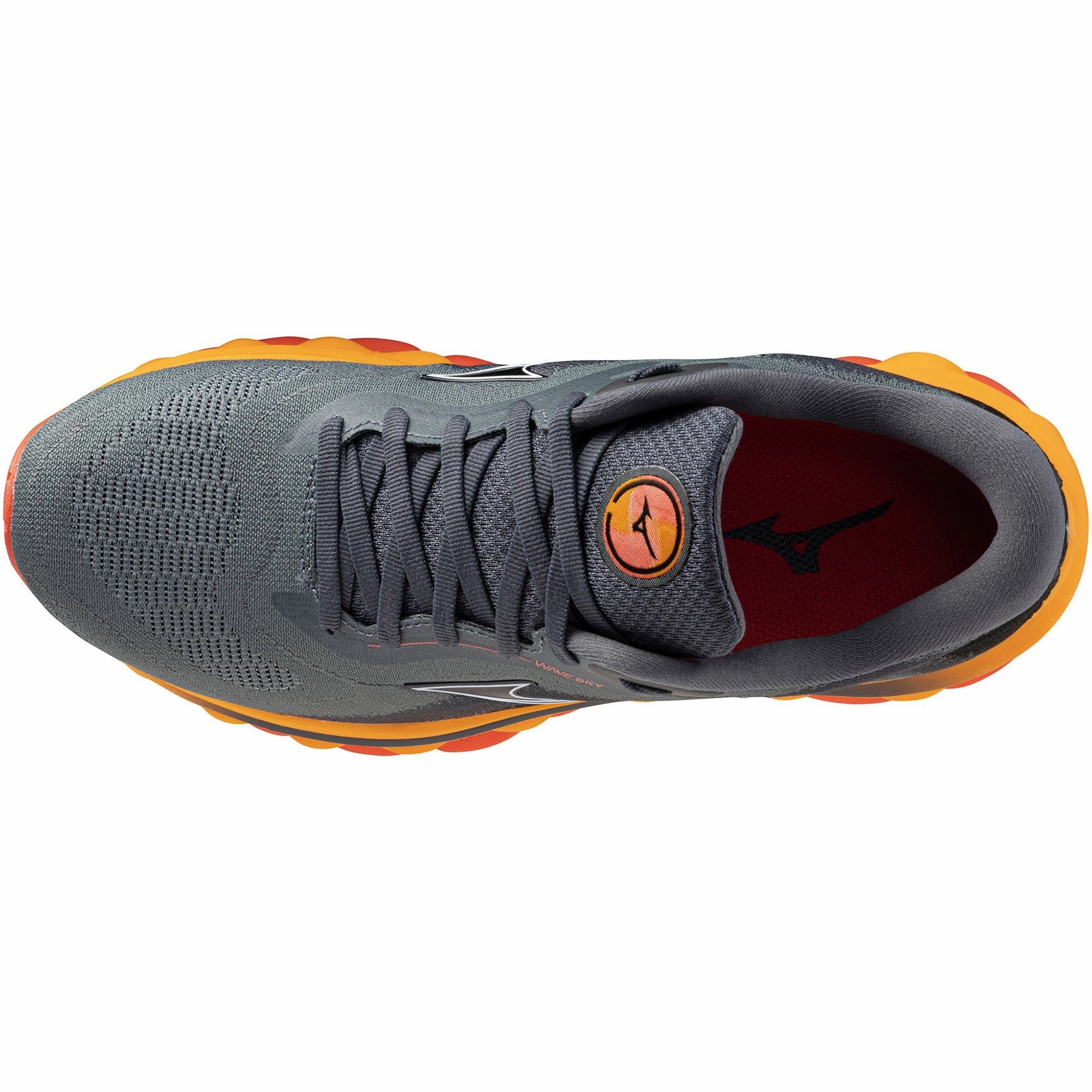 Non Restrictive Toe Cap Dynamic Fit Frame Mizuno Wave Sky 7 Womens Running Shoes - Grey