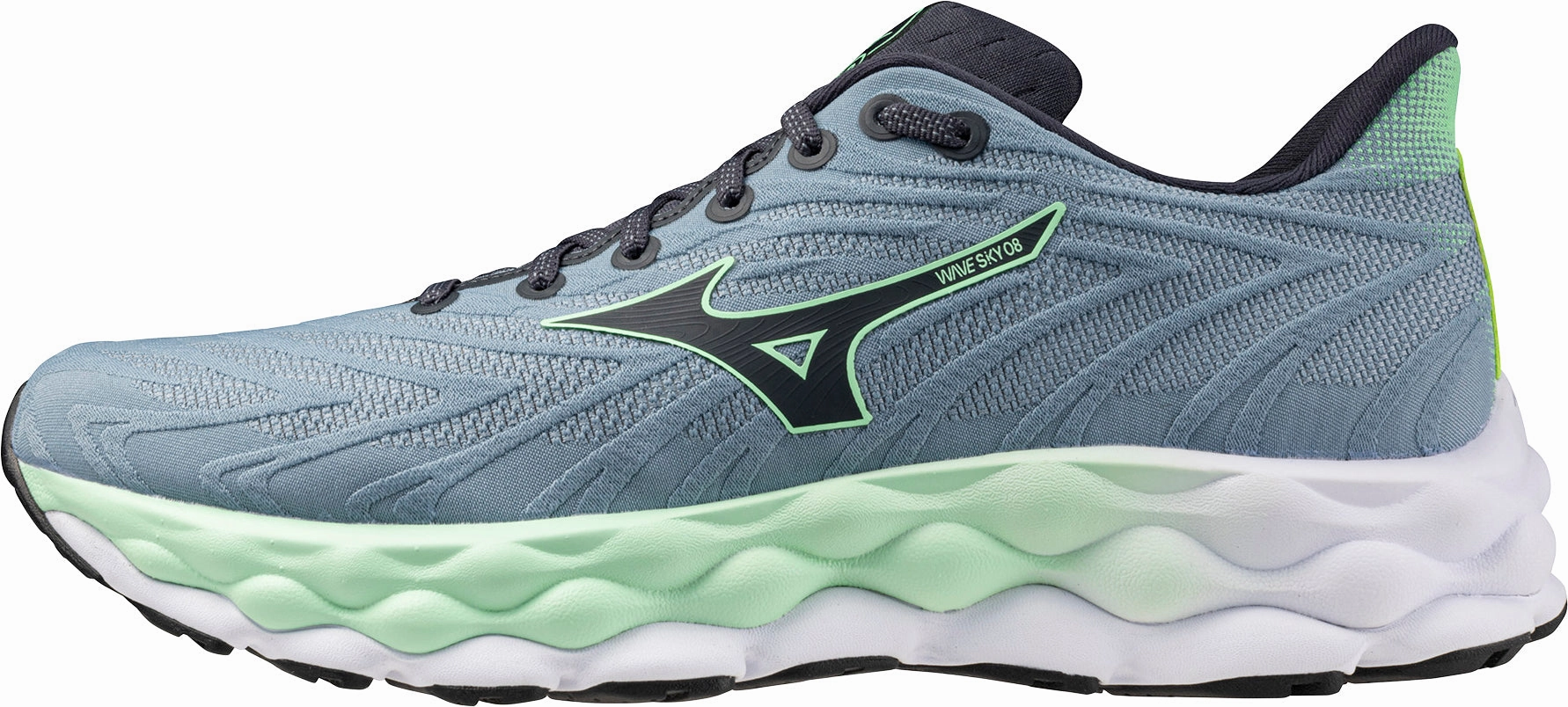 Mizuno Wave Sky 8 Mens Running Shoes - Blue running in a salt flat area shoes time - efficient exercise