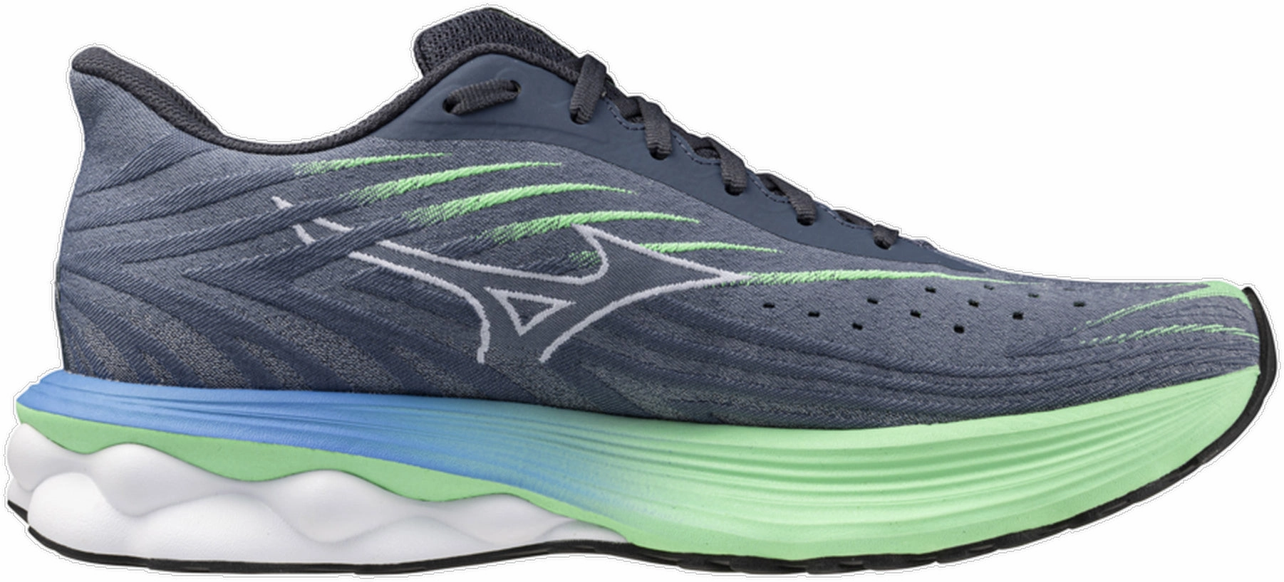 Mizuno Wave Skyrise 6 Mens Running Shoes - Blue Stable Structure Tongue Anchor System