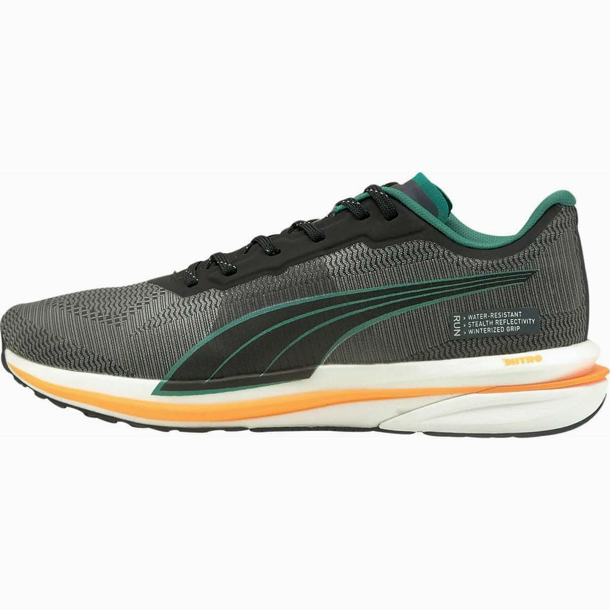 night run running option Impact Resistant Rim Puma Velocity Nitro WTR Mens Running Shoes - Black