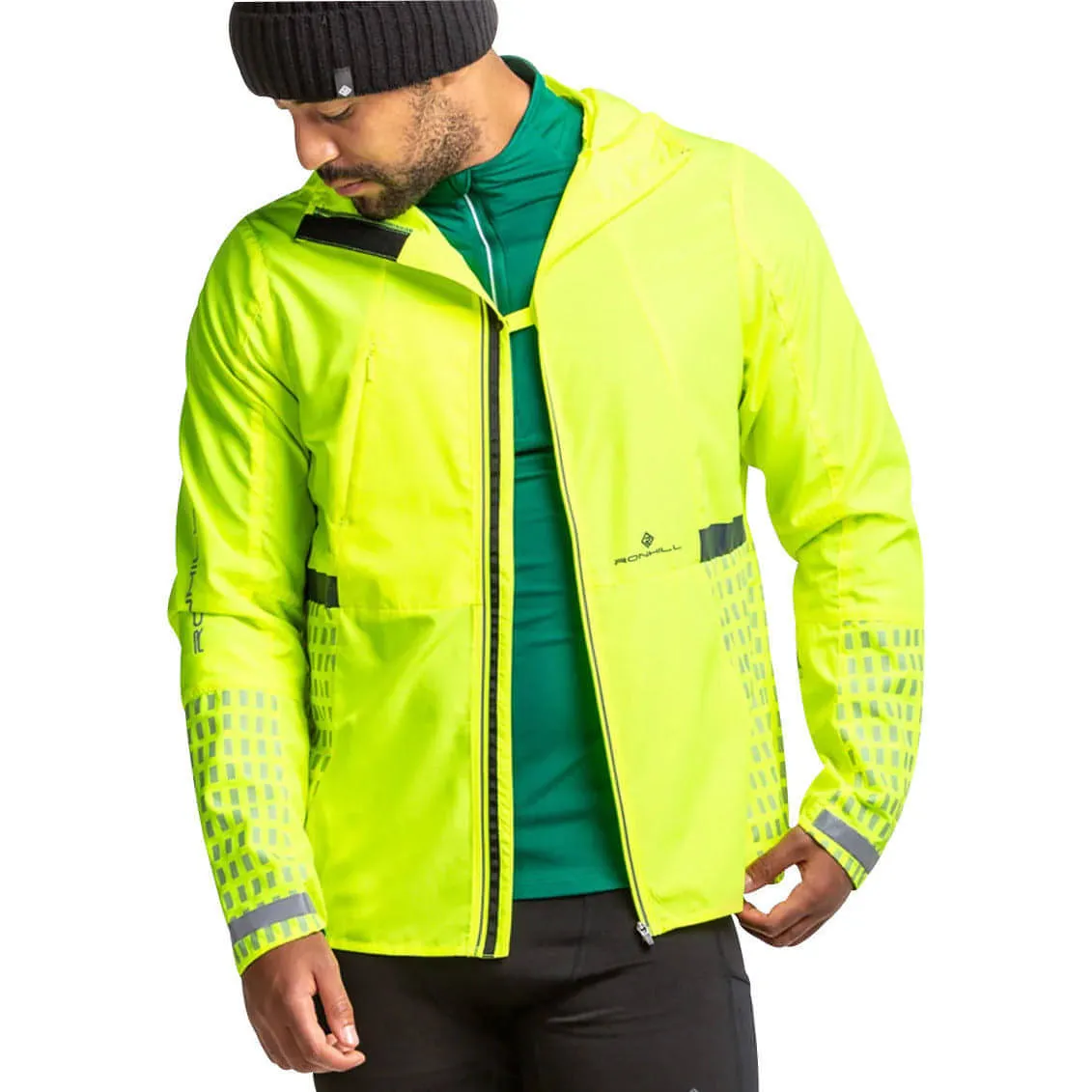 All weather Ronhill Tech Afterhours Mens Running Jacket - Yellow