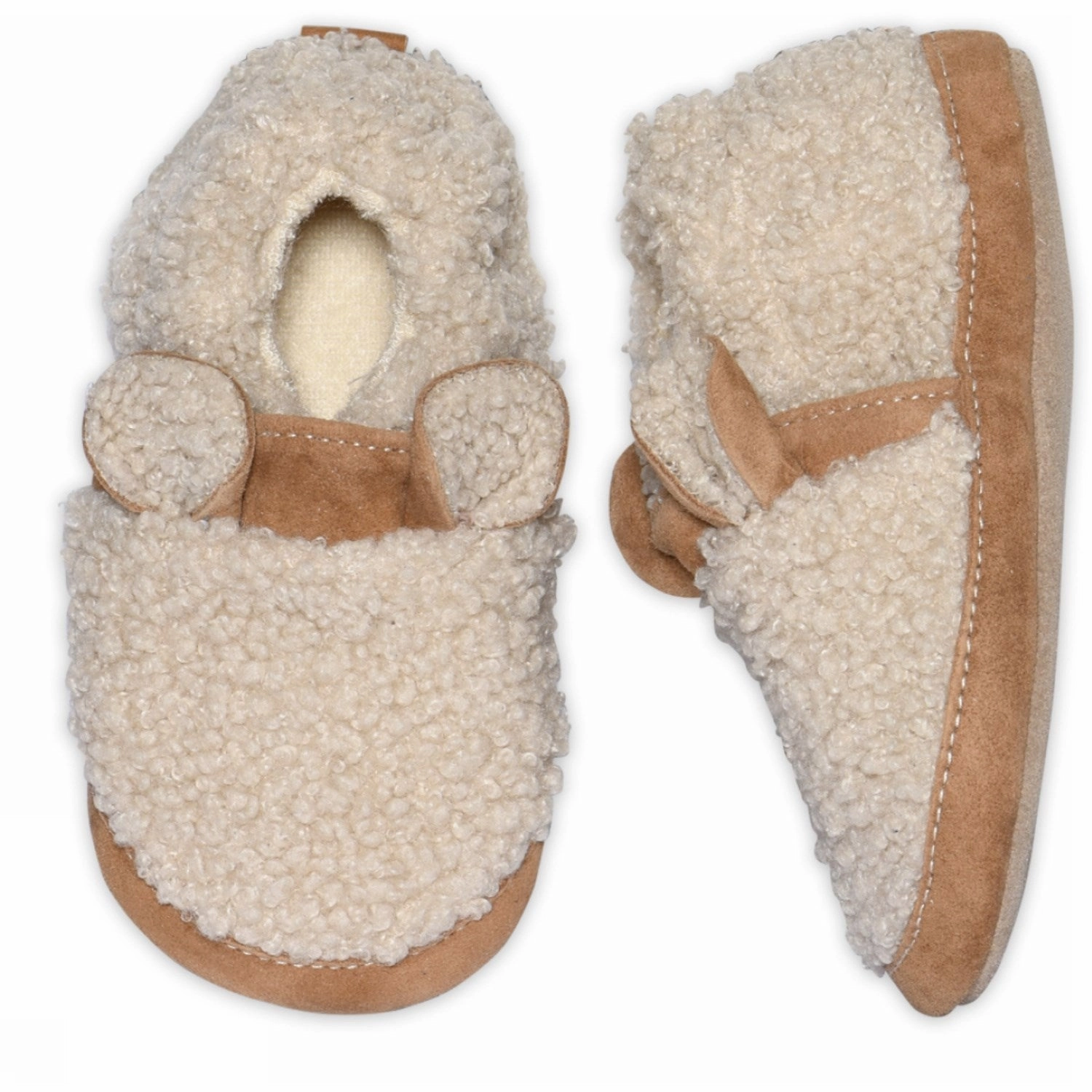 Easygoing Step Easy Walk Slip MELTON Oxford Tan Fuzzy Teddy Slippers