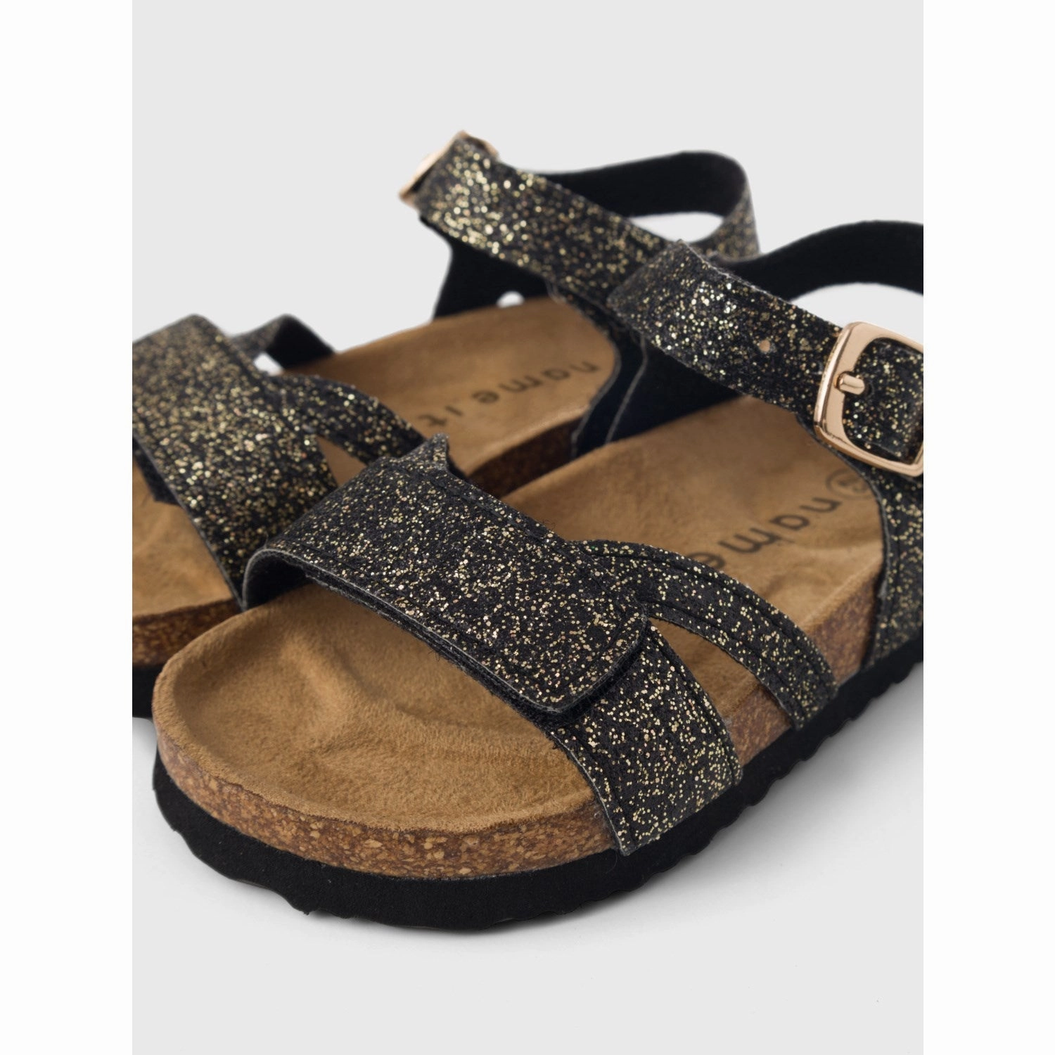 Name It Black Glitter Fiona Sandal Reinforced heel