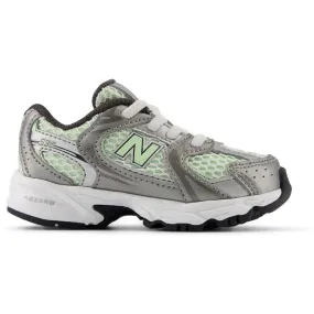 Microfiber Overlays Stylish Pick New Balance Dark Silver Metallic New Balance 530 Kids Bungee Lace