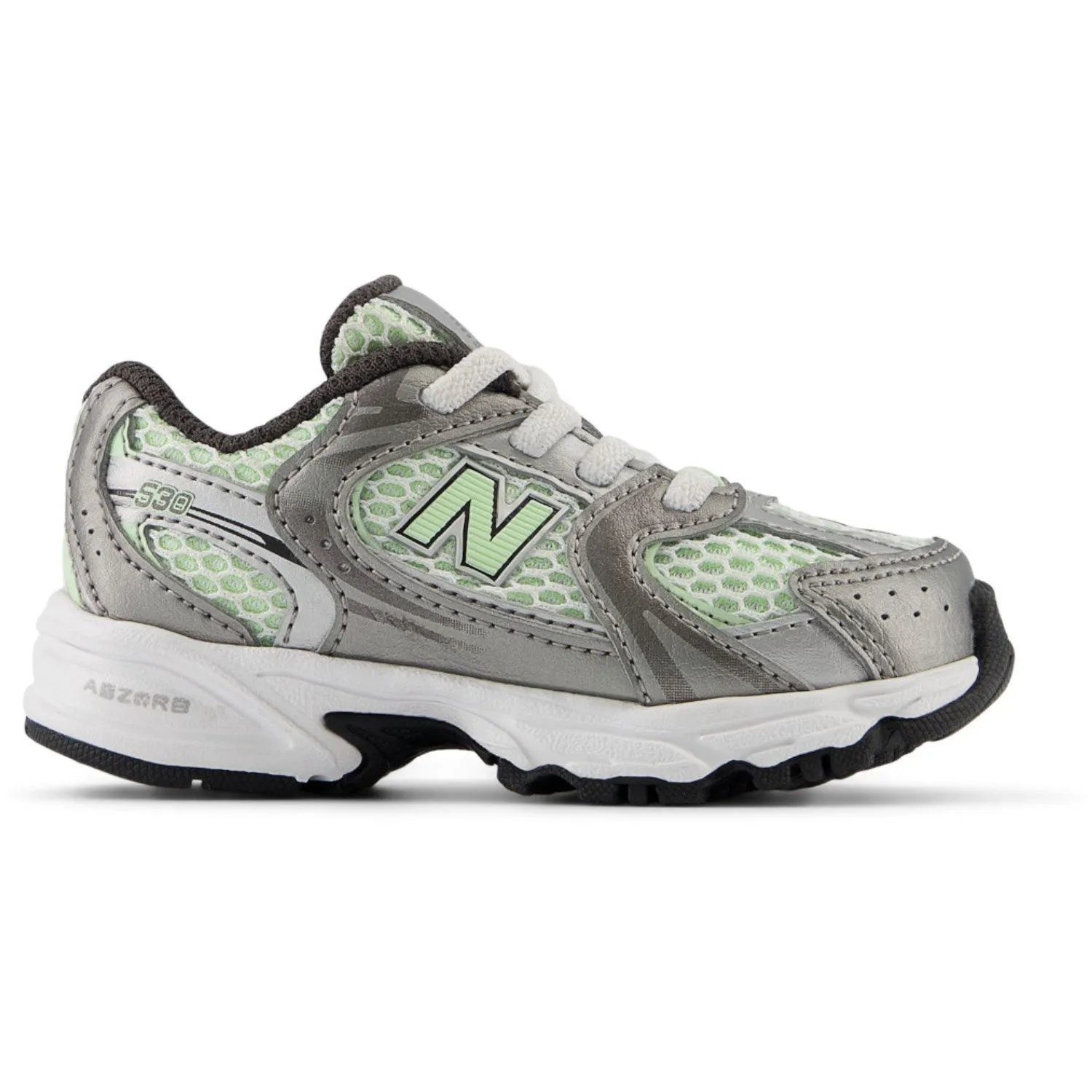 Microfiber Overlays Stylish Pick New Balance Dark Silver Metallic New Balance 530 Kids Bungee Lace