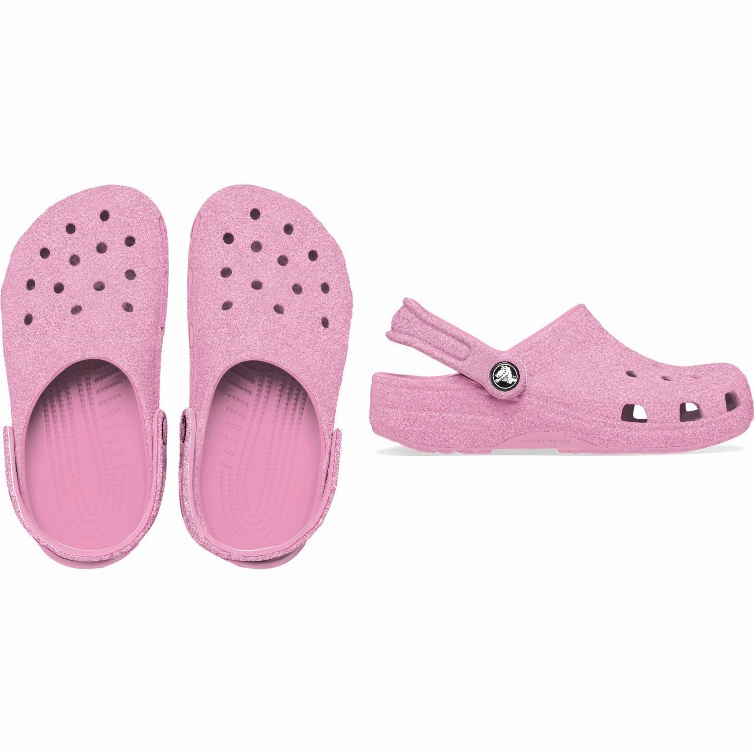 Crocs Pink Tweed Glitter Classic Glitter Clog Weatherproof Coating Classic Style