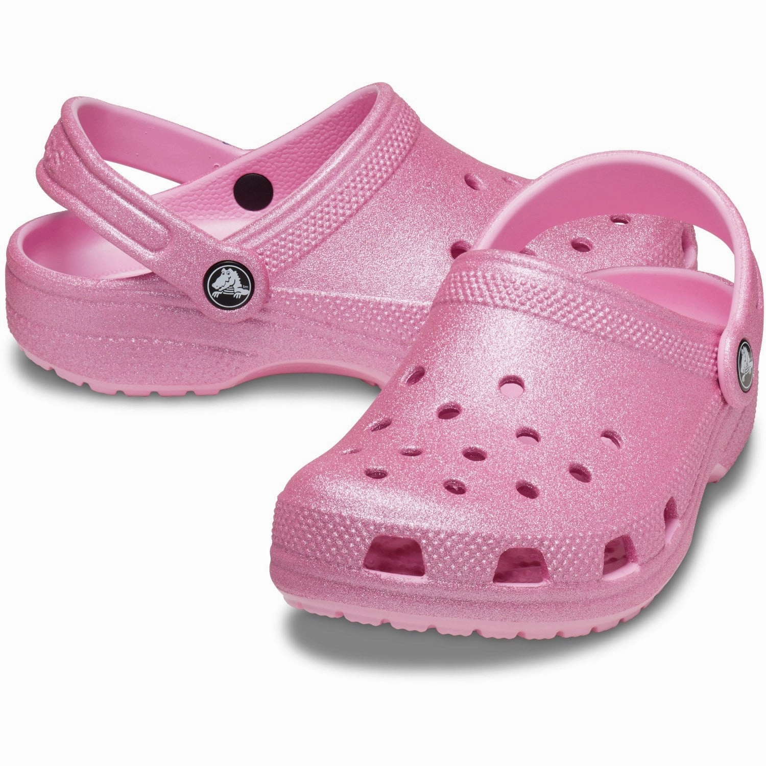 Crocs Pink Tweed Glitter Classic Glitter Clog Comfort Walk Shoes