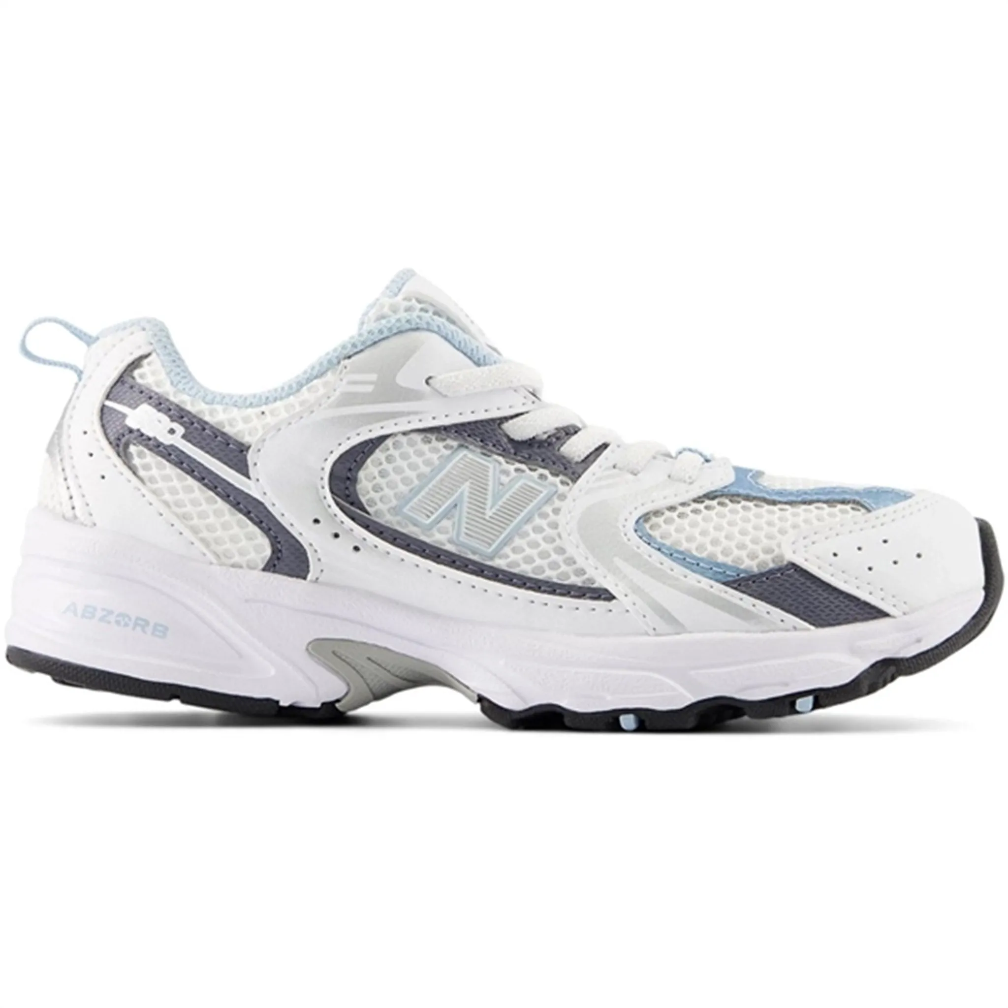 New Balance 530 Kids Bungee Lace Sneakers White Treaded Sole Trendy