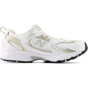 Elastic Bands Breathable TPU New Balance 530 Kids Bungee Lace Sneakers White