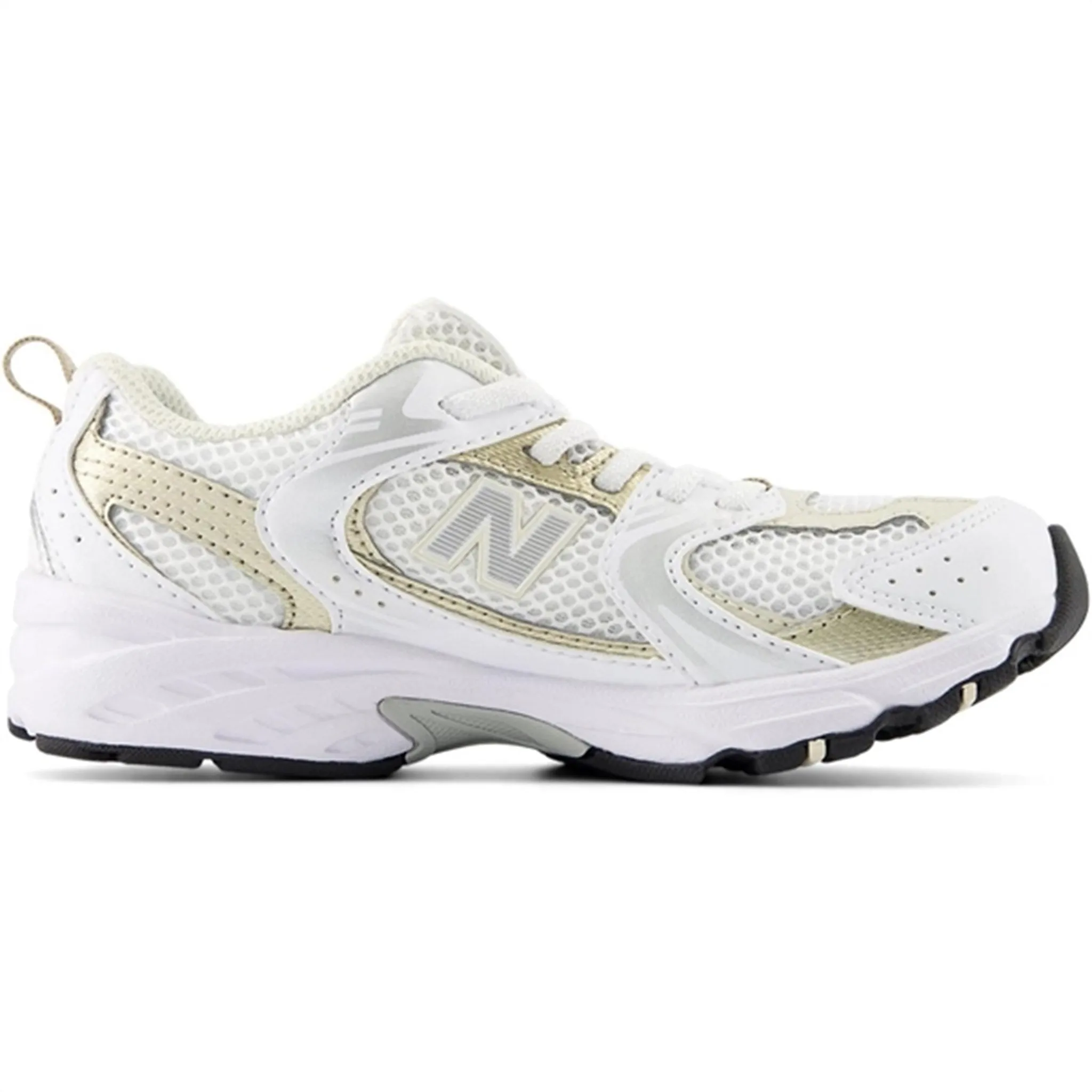 Elastic Bands Breathable TPU New Balance 530 Kids Bungee Lace Sneakers White