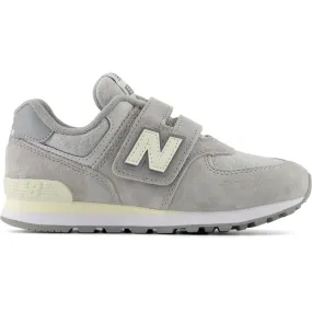 New Balance 574 Kids Hook & Loop Sneakers Concrete Ventilated Lining Endurance Sole