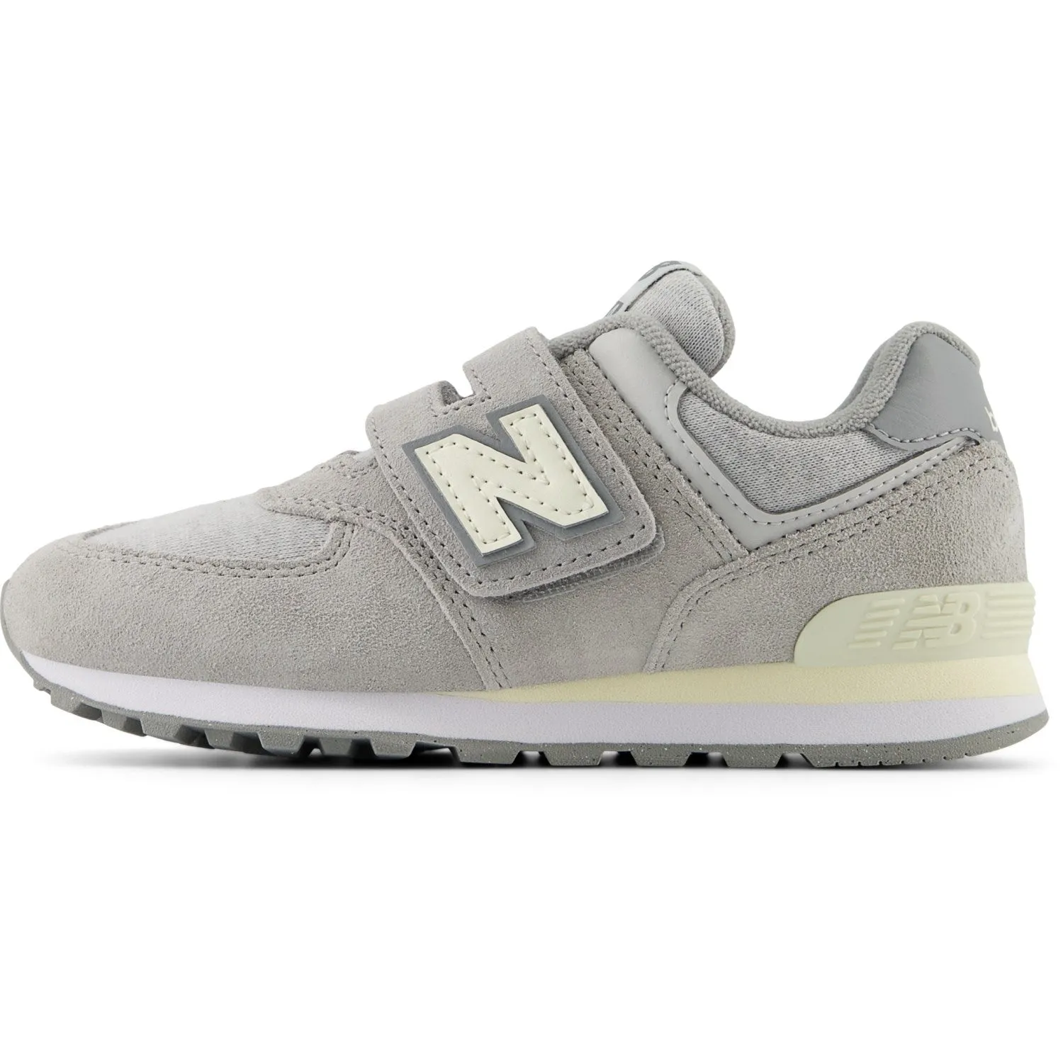 New Balance 574 Kids Hook & Loop Sneakers Concrete Elastic Strap Memory Foam Lining