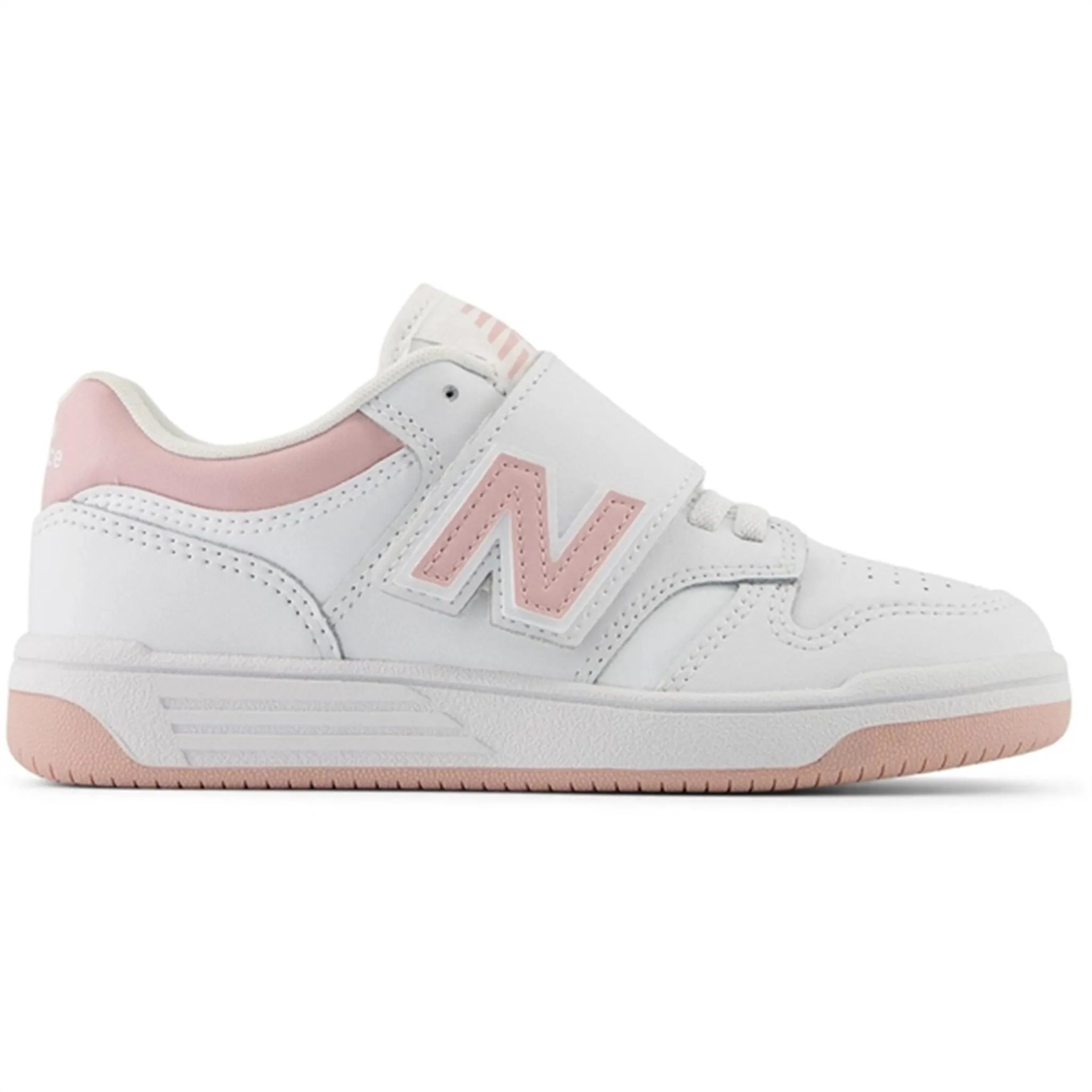 New Balance BB480 Kids Sneakers White Ventilated Mesh Collar Padding