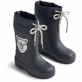 Wheat Navy Bear Rubber Boot Thermo Solid Winter Ready