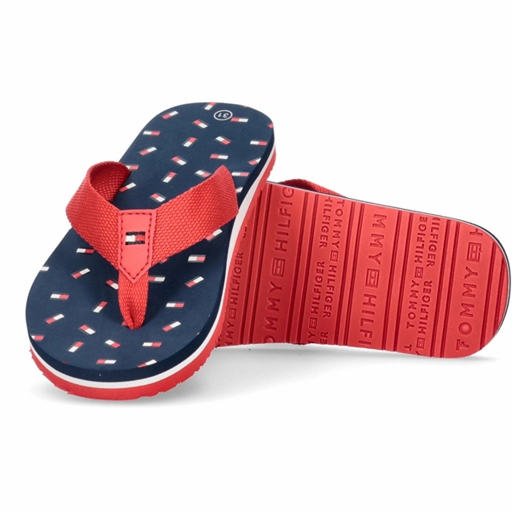 Tommy Hilfiger Flag Flip Flop Red/Blue Breathable Shoes Water Friendly Design