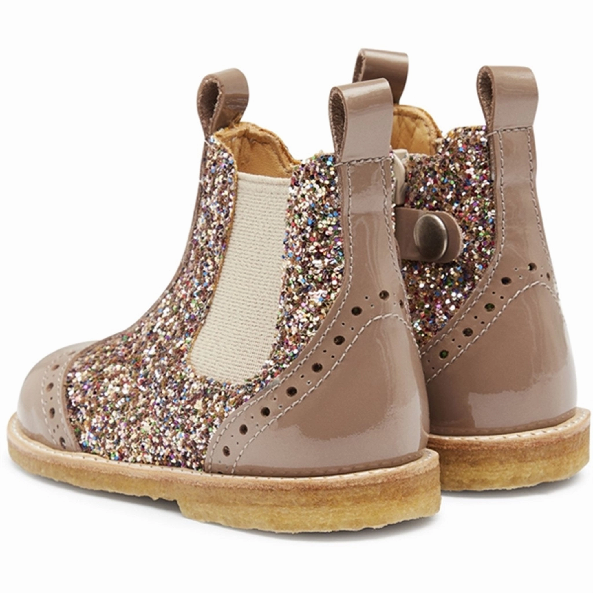 Minimalist Design Field Step Angulus Starter Chelsea Boots With Zipper Nougat/Multi Glitter/Beige