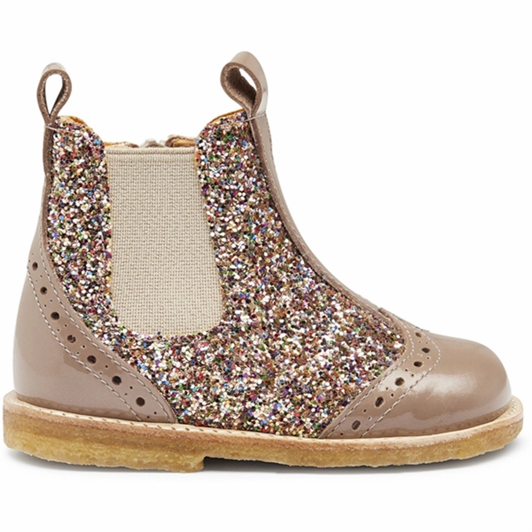 Cozy Interior Angulus Starter Chelsea Boots With Zipper Nougat/Multi Glitter/Beige