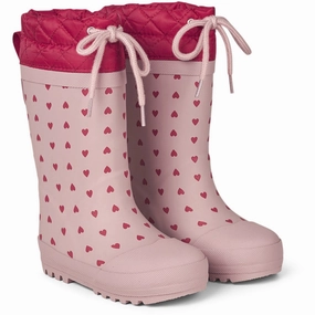 Angulus Rose Hearts/Red Rubber Boot Med Woolfor Quick Pull Molded Arch Contour
