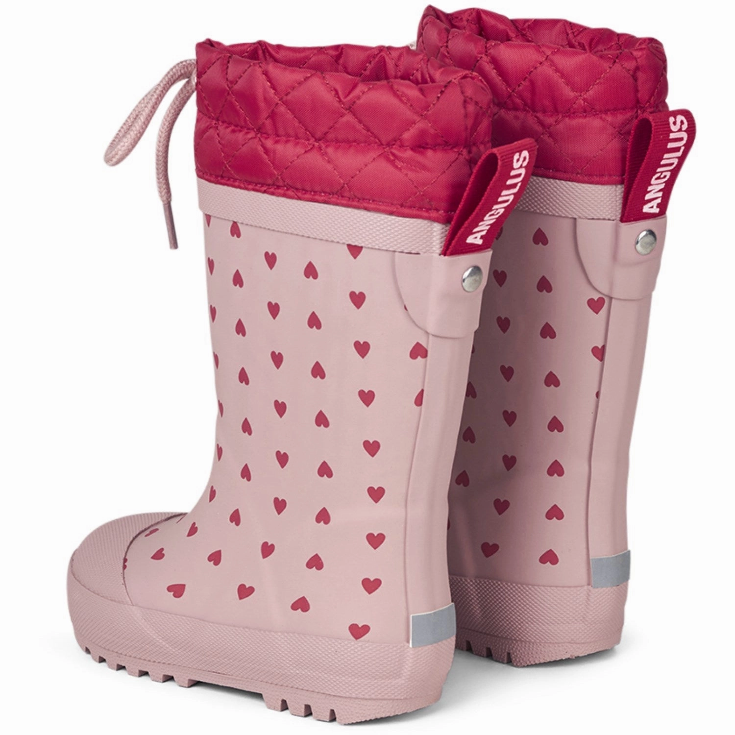 High Traction All Day Wear Flexible Frame Rainy Day Commuter Angulus Rose Hearts/Red Rubber Boot Med Woolfor