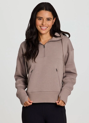 Desert dune Unisex model Downtown Fleece 1/4 Zip Pullover