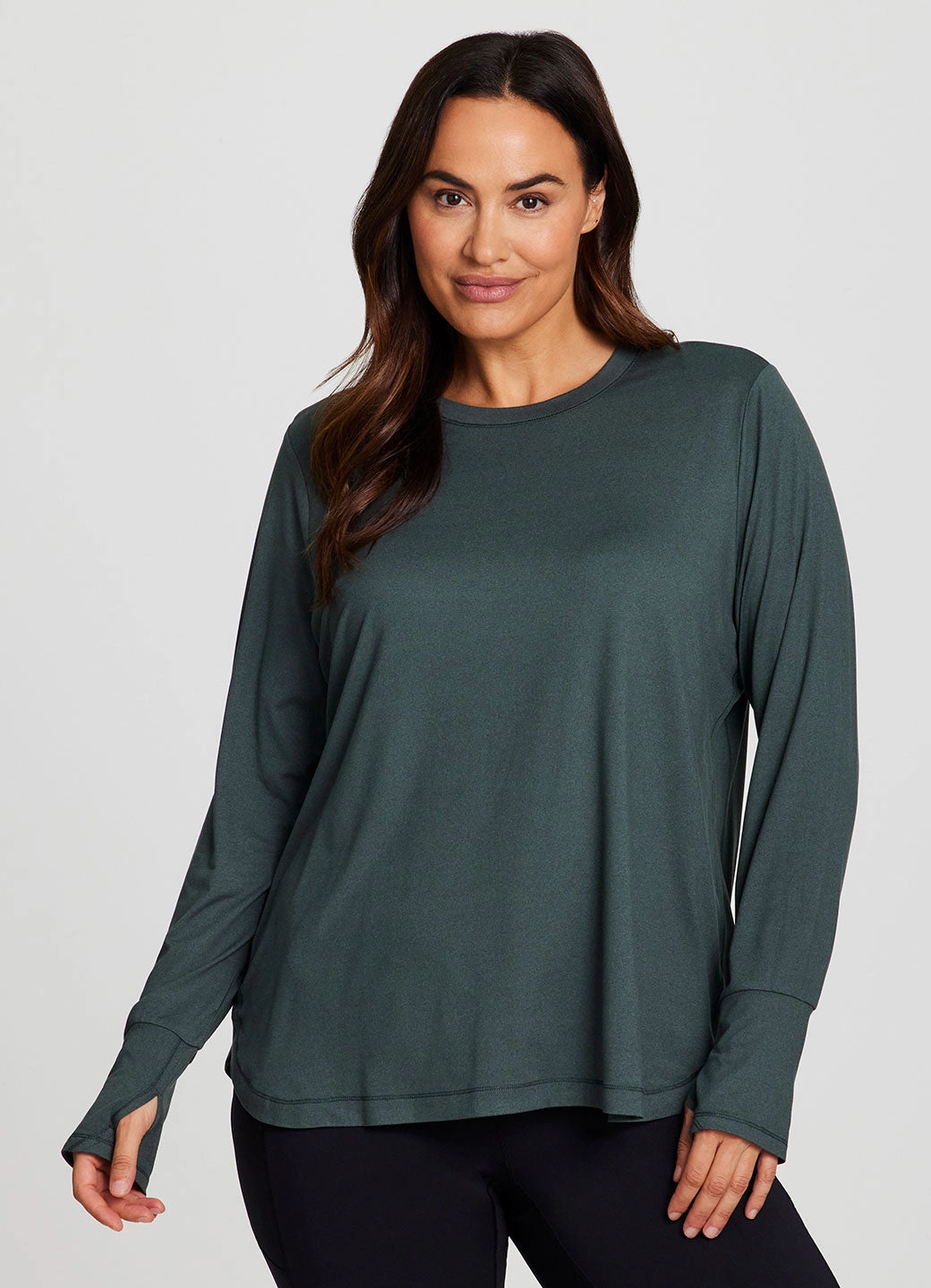 Low neck Collared neck Plus Studio Practice Long Sleeve Tunic Tee