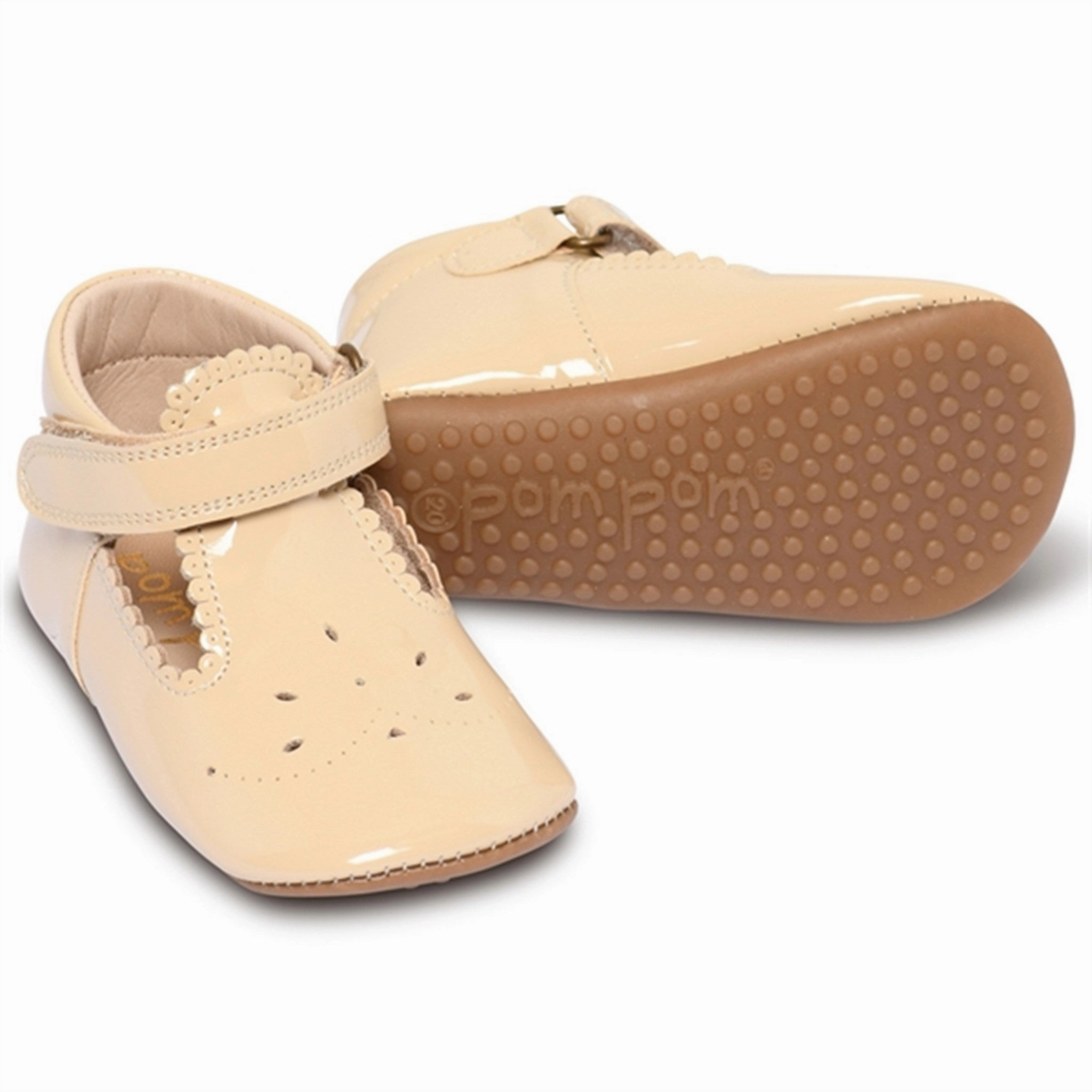 Pom Pom Indoor Shoes Ballerina T-bar Sand Patent Comfortable elasticity