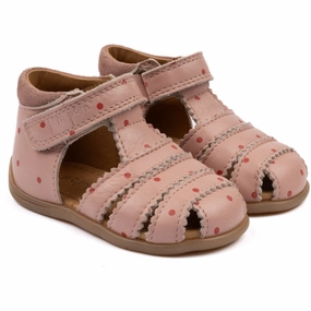 Practical Design Pom Pom Old Rose Dot Starters? Scallop Velcro Sandal