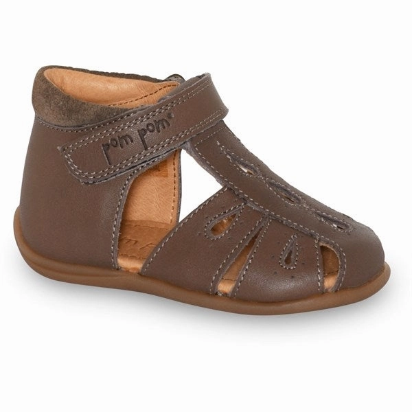 Pom Pom Sandal Drops Velcro Latte No Rub