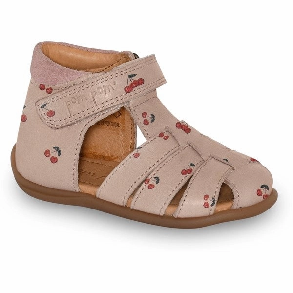 Multi Density Midsole Pom Pom Sandal Velcro Cherry