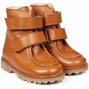 Angulus Mid-Cut Sneaker With Velcro Caramel Scandi Cool Biker