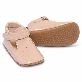 ArchSupport Thermoplastic Outsole Pom Pom Indoor Shoes Ballerina T-bar Dusty Rose Patent