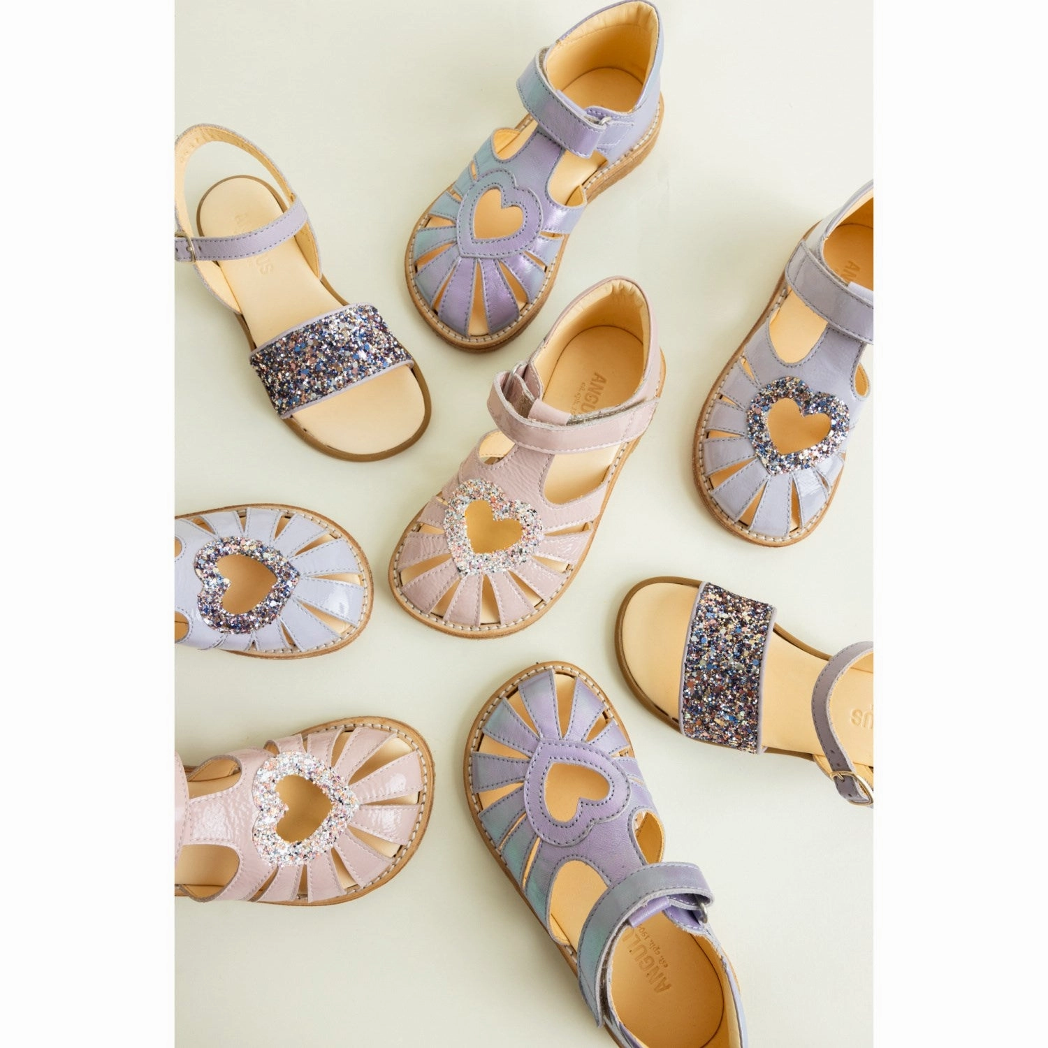 Leisure Vibe Angulus Rosebud/Rosebud Glitter Hjertesandal Med Glitter Hjerte