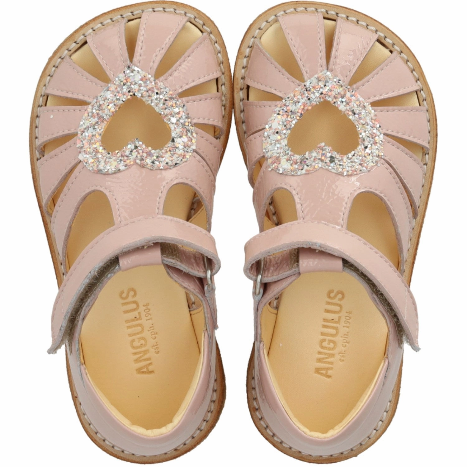 Adjustable Strap System Angulus Rosebud/Rosebud Glitter Hjertesandal Med Glitter Hjerte